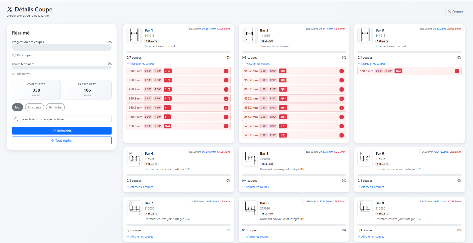 Capture d’écran — Coupe en temps réel