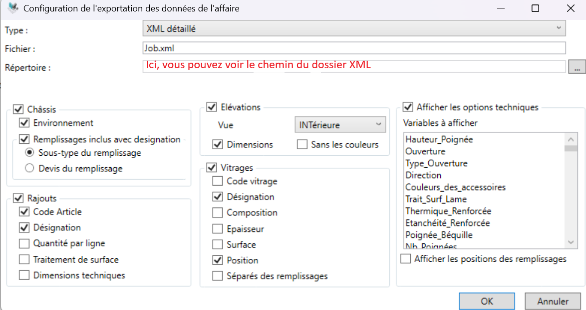 TechDesign — Export (chemin d’enregistrement du XML)